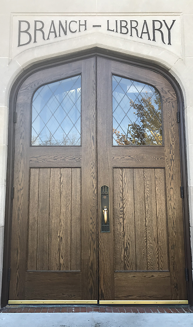 Restored entrance door of the Kenosha Library.