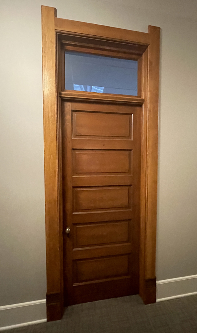 Another interior door of St Francis Friary restored and installed.