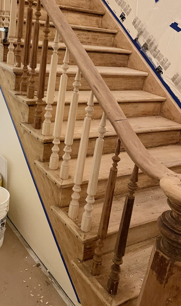 Missing staircase spindles were duplicated to match existing.